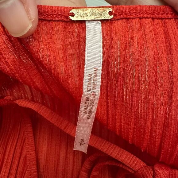 Free People Can’t Help It Red Orange Pleated Flowy Mini Dress Size Small Boho - Picture 6 of 11
